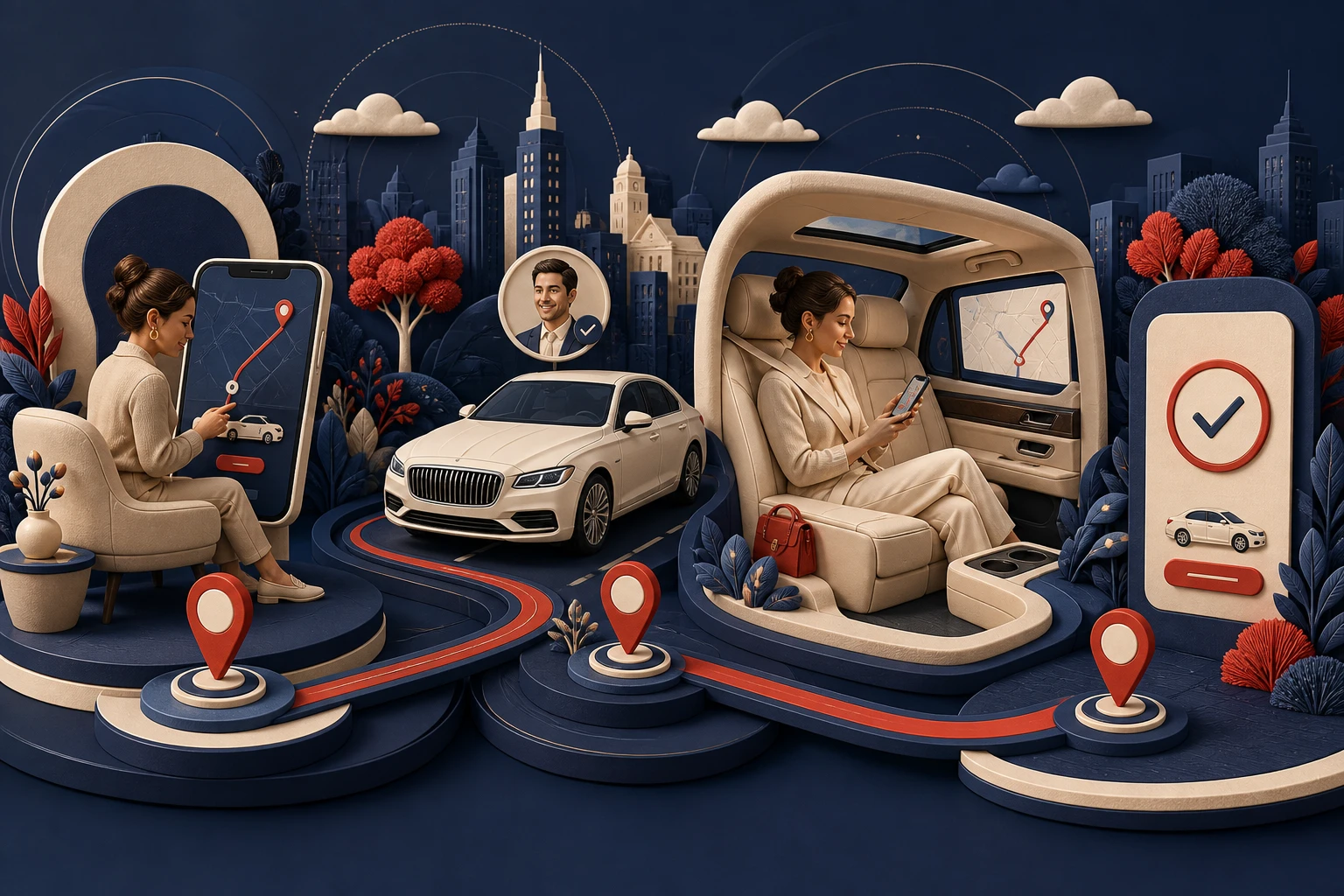 Cesta cestující od objednání přes prémiový vůz až po potvrzené dokončení jízdy